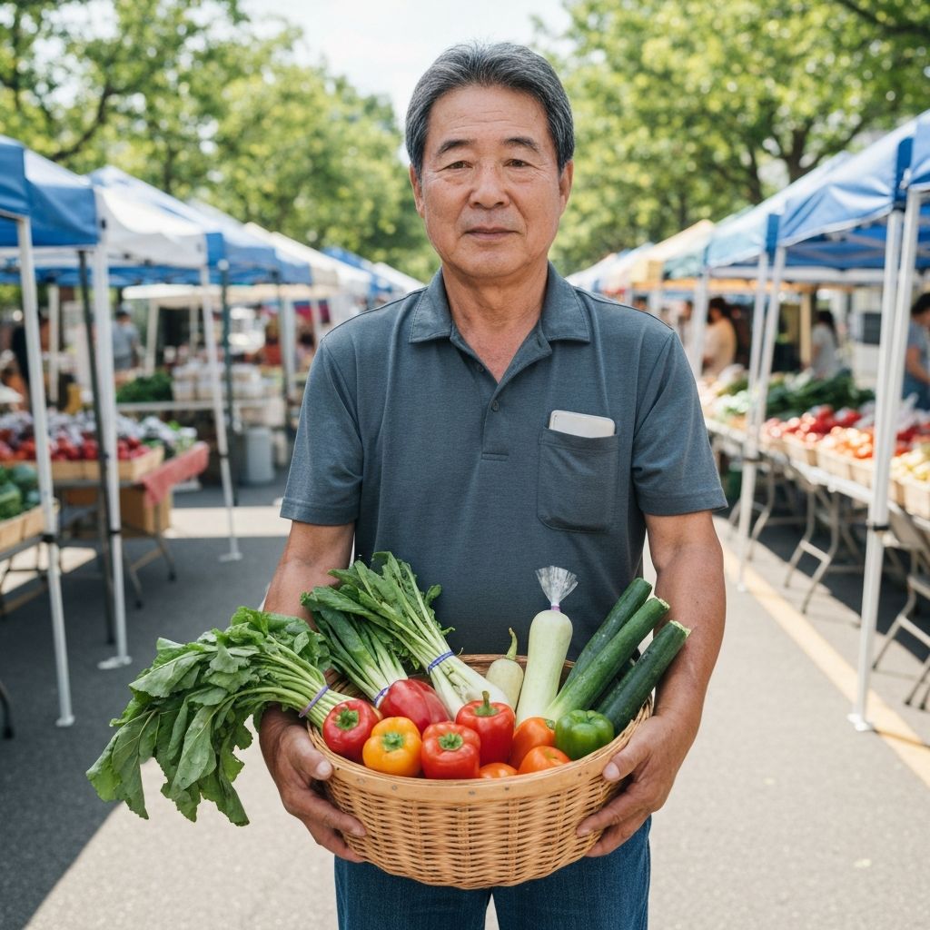 Person holding steady basket of fresh market produce